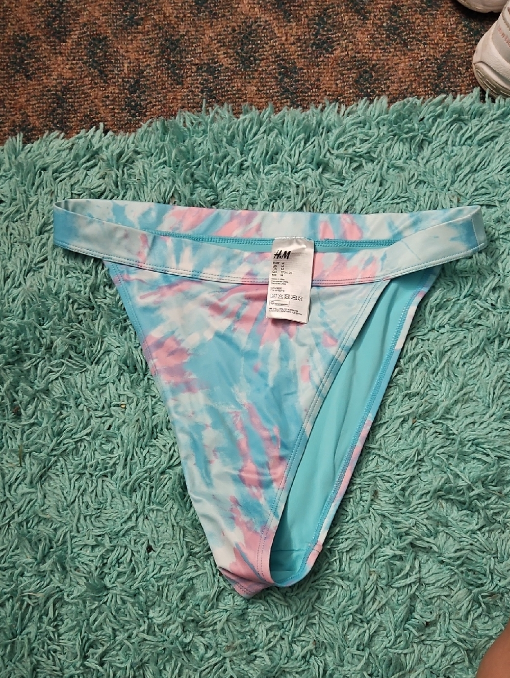 H&M Pastel Tie-Dye Bikini Bottom in Aqua, Pink & White